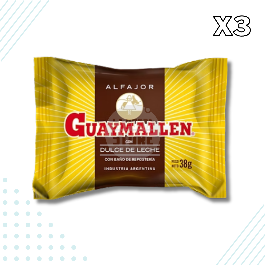 Guaymallen Alfajor Dulce de Leche with Confectionery Coating – Pack of 3
