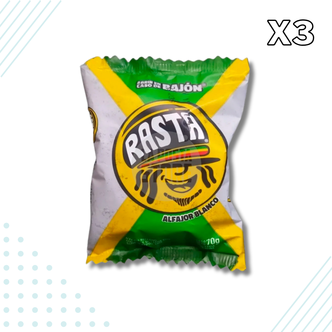 Rasta Alfajor Blanco White Chocolate – Pack of 3