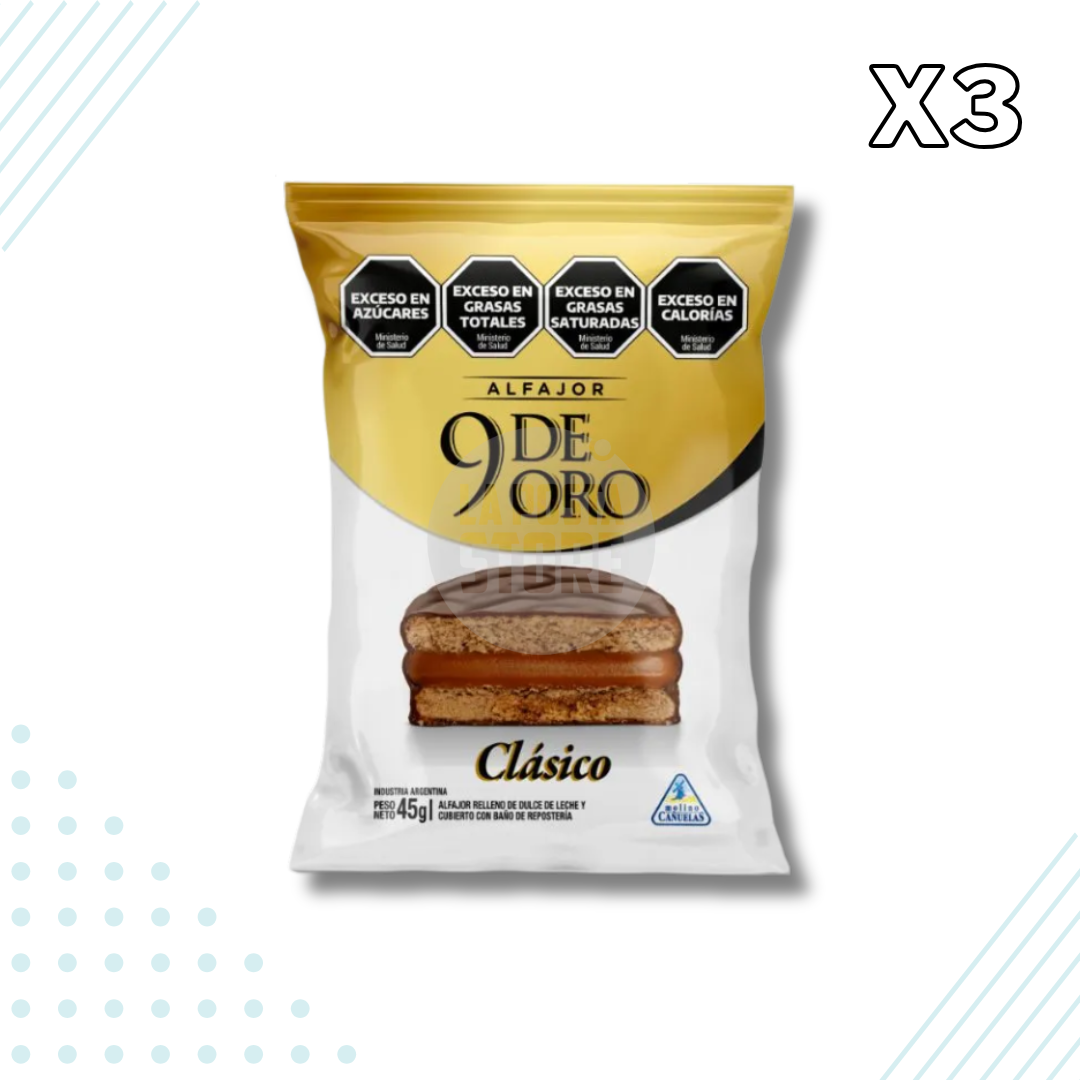 9 de Oro Classic Alfajor – Pack of 3
