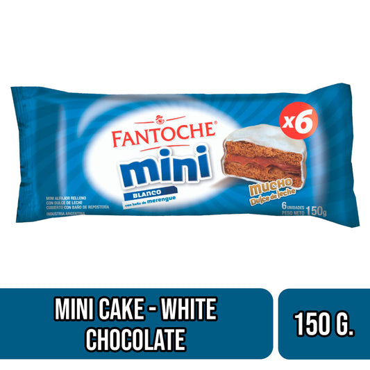 Fantoche Paquete de 6 Mini Alfajor Chocolate Blanco relleno Dulce de Leche - White Chocolate & Dulce de Leche Mini Cake Pack of 6