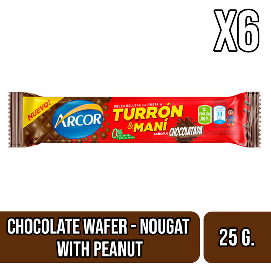 Turron y Mani Candy - Chocolate Wafer Nougat with Peanut