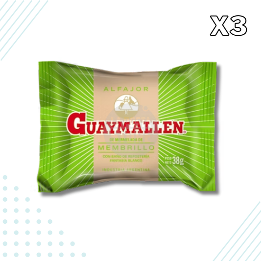 Guaymallen Alfajor Membrillo with Pastry Coating – Pack of 3
