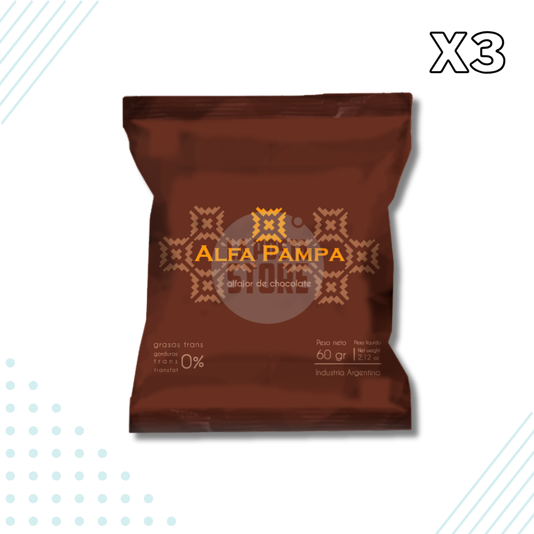 Alfa Pampa Alfajor Dulce de Leche with Chocolate Coating – Pack of 3