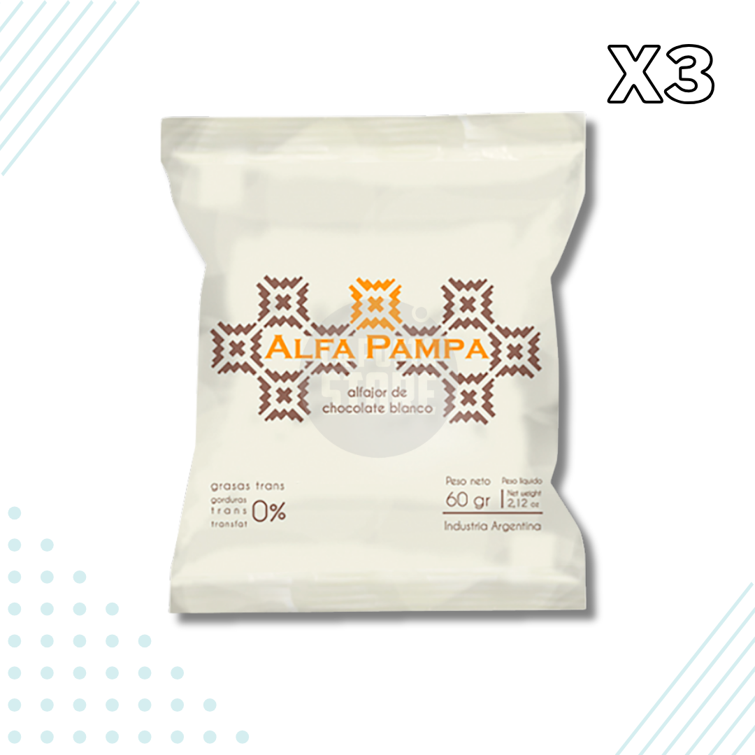 Alfa Pampa Alfajor White Chocolate Dulce de Leche – Pack of 3