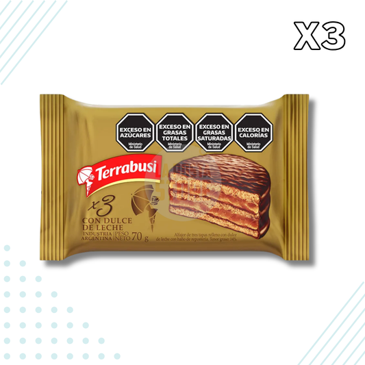 Terrabusi Triple Clasico Dulce de Leche Alfajores – Pack of 3