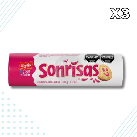 Arcor Sonrisas Raspberry Jam Sandwich Cookies – 118 gr - Pack of 3
