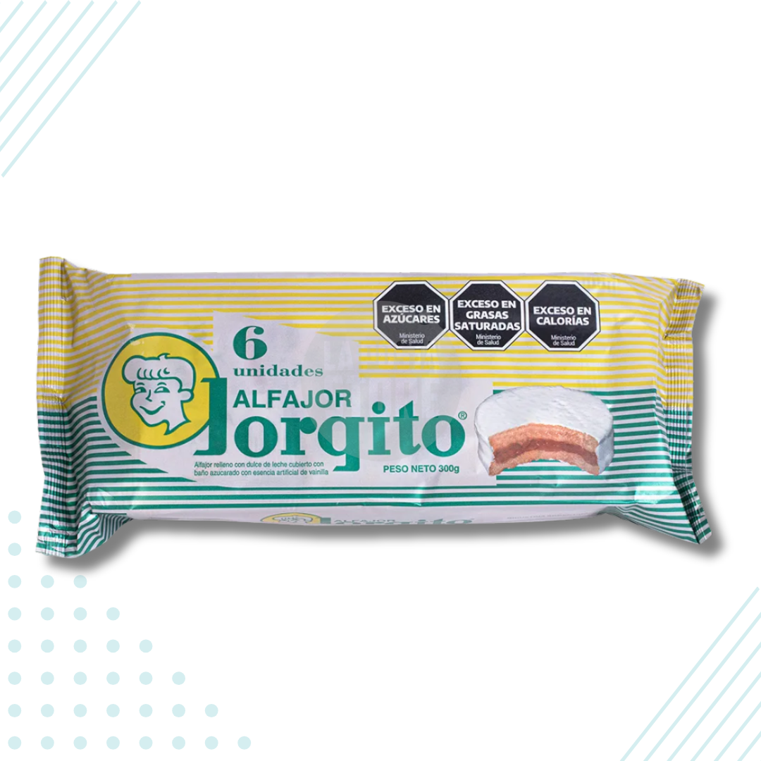 Alfajor Jorgito Blanco with Sugar Coating – Pack of 6