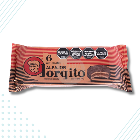 Alfajor Jorgito Choco Negro with Chocolate Coating – Pack of 6