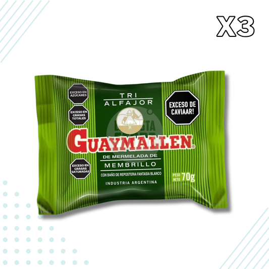 Guaymallen Triple Alfajor Membrillo with White Pastry Coating – Pack of 3