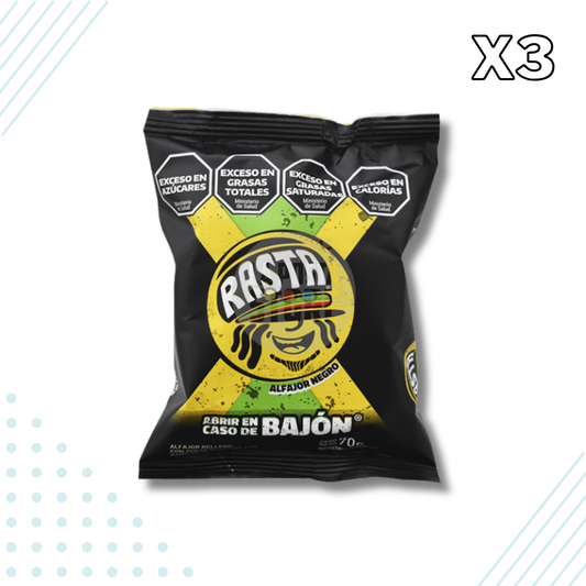 Rasta Alfajor Negro Dark Chocolate – Pack of 3