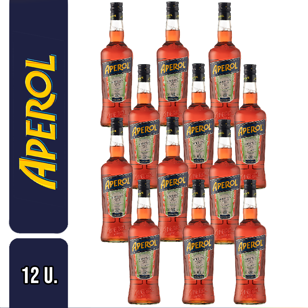 Aperol Receta Original Aperitivo Aromatic Herbs Appetizer Drink Ideal for Sweet Cocktails - ABV 11% (750 ml / 25.36 fl oz) 12 unidades