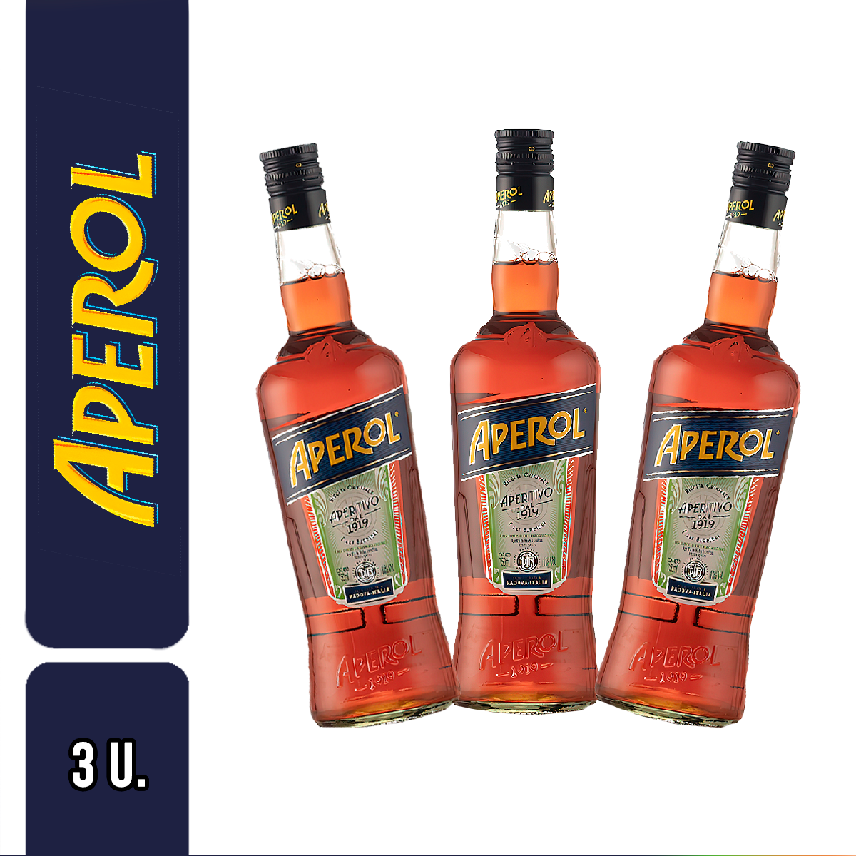 Aperol Receta Original Aperitivo Aromatic Herbs Appetizer Drink Ideal for Sweet Cocktails - ABV 11% (750 ml / 25.36 fl oz) 3 unidades