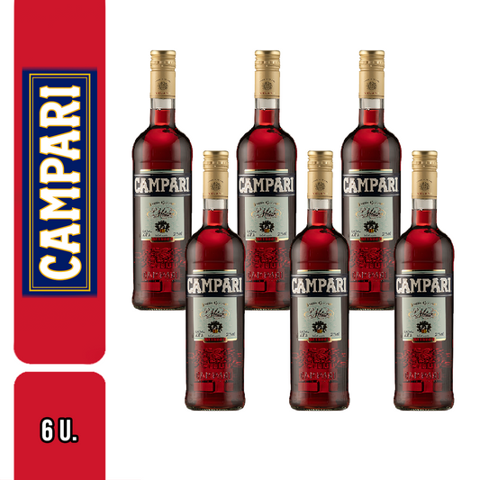 BOX of 6 Campari Bitter Refreshing Drink Appetizer - ABV 28.5% (750 ml / 25.36 fl oz)