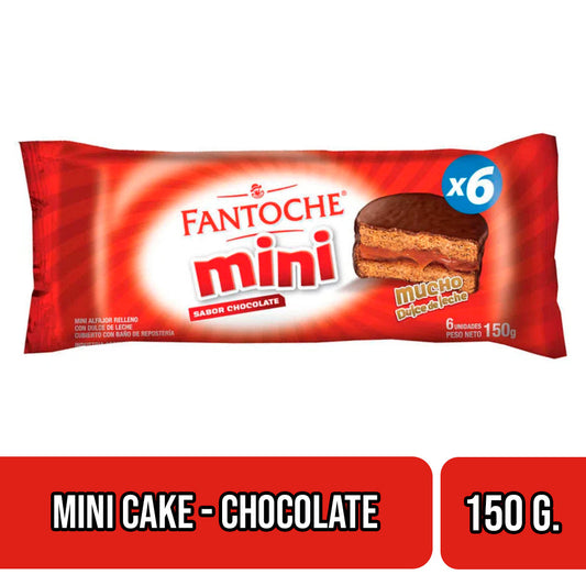 Fantoche Paquete de 6 Mini Alfajor Chocolate relleno Dulce de Leche - Chocolate & Dulce de Leche Mini Cake Pack of 6